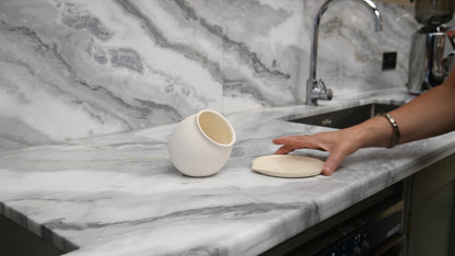 Small handmade ceramic salt cellar